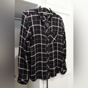 Rails Black and Pink Button Down Shirt